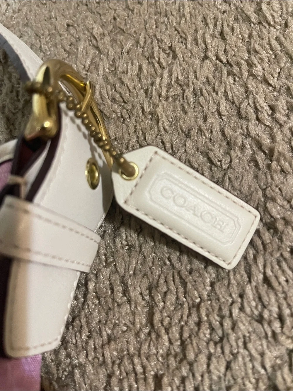 Coach Pink and Cream Signature Hobo Shoulder Bag